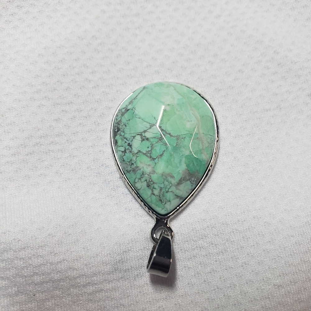 Large turquoise and silver pendant/charm